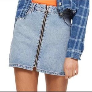 TOPSHOP Denim Zipper Skirt